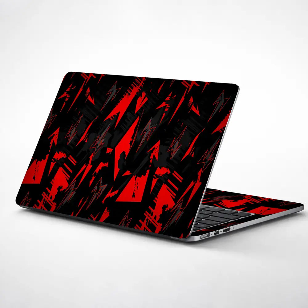 Dynamic Red And Black Abstract Energy Laptop Skin - View 1