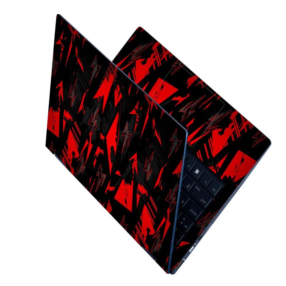 Dynamic Red And Black Abstract Energy Laptop Skin - View 2