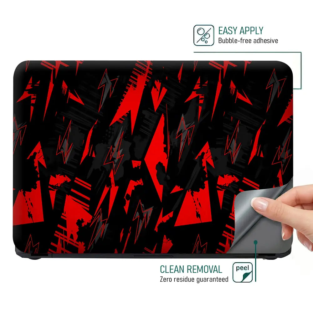 Dynamic Red And Black Abstract Energy Laptop Skin - View 4