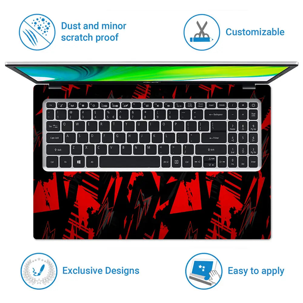 Dynamic Red And Black Abstract Energy Laptop Skin - View 5
