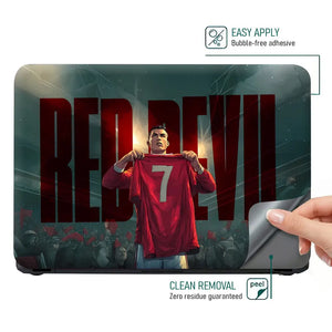 Dynamic Sports Hero Holding Jersey Laptop Skin - View 4