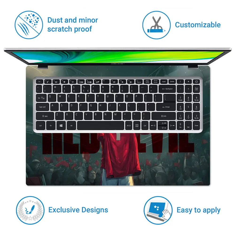 Dynamic Sports Hero Holding Jersey Laptop Skin - View 5