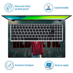 Dynamic Sports Hero Holding Jersey Laptop Skin - View 5