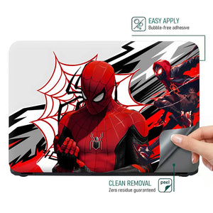 Dynamic Superhero Action Red Black White Laptop Skin - View 4