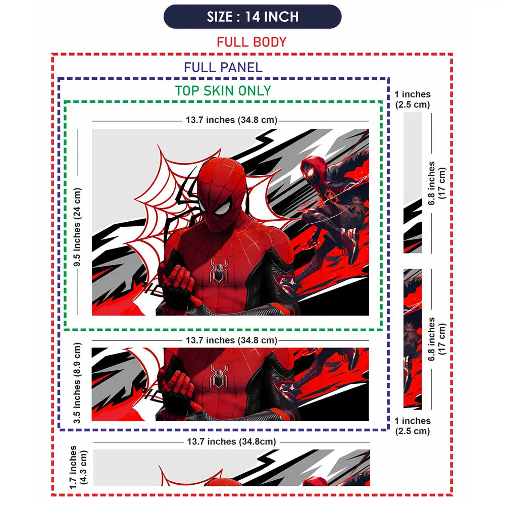 Dynamic Superhero Action Red Black White Laptop Skin - View 7