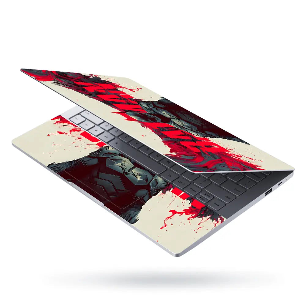 Dynamic Superhero Batman Red Swirls Laptop Skin - View 3