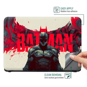 Dynamic Superhero Batman Red Swirls Laptop Skin - View 4