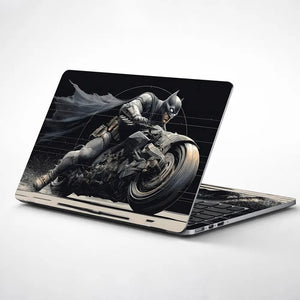 Dynamic Superhero Batman Riding Motorcycle Laptop Skin - View 1