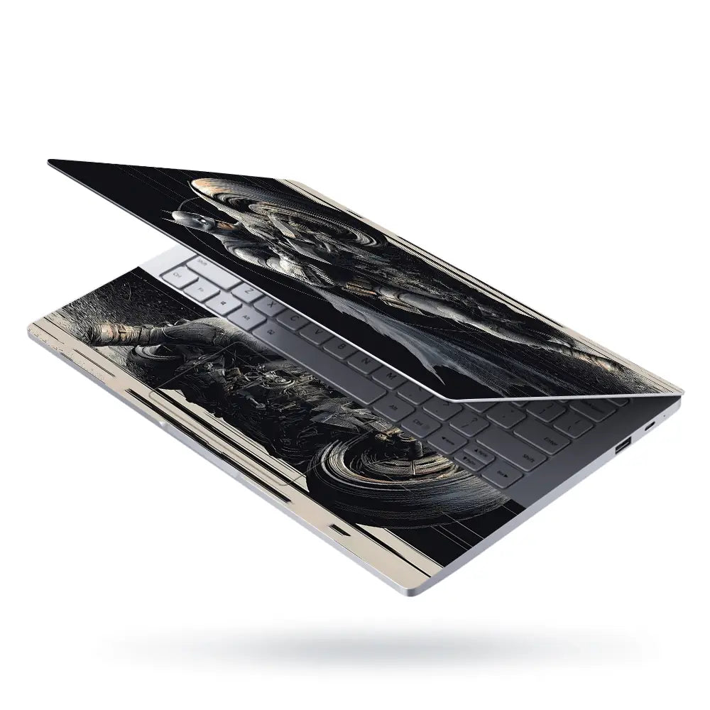 Dynamic Superhero Batman Riding Motorcycle Laptop Skin - View 3