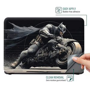 Dynamic Superhero Batman Riding Motorcycle Laptop Skin - View 4