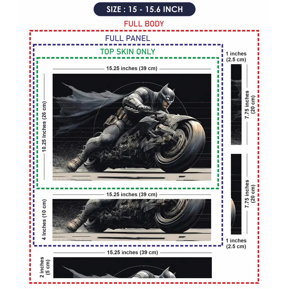 Dynamic Superhero Batman Riding Motorcycle Laptop Skin - View 8
