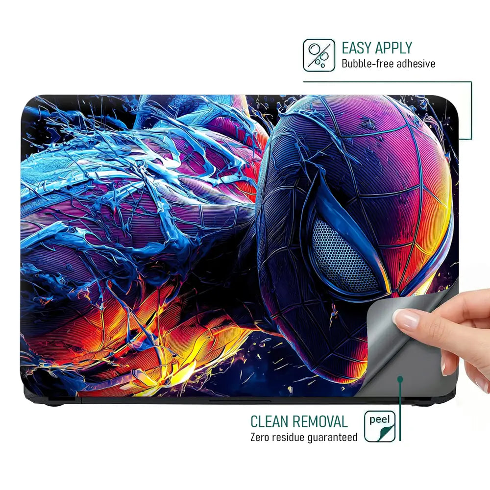 Dynamic Superhero Spider-man Action Scene Laptop Skin - View 4