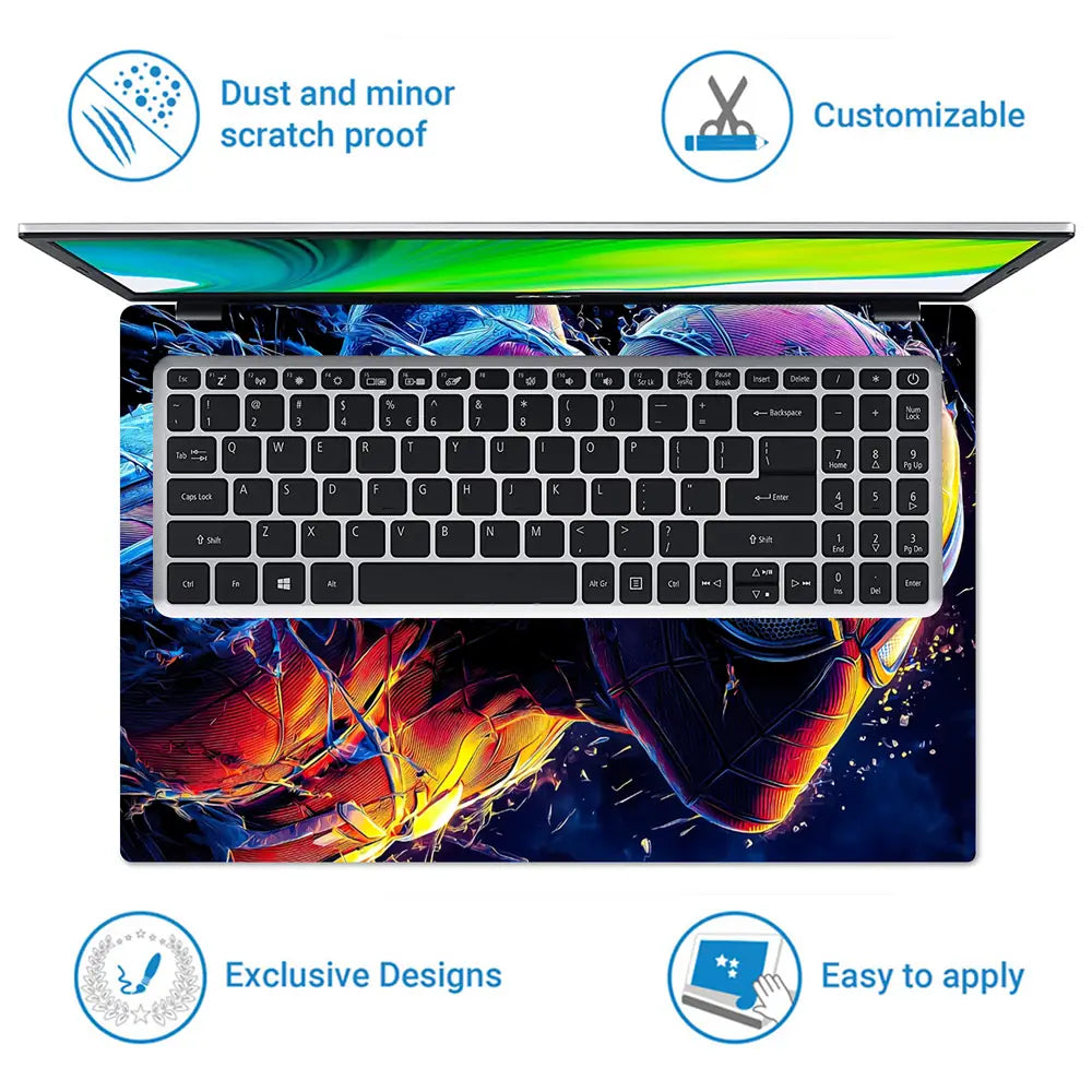 Dynamic Superhero Spider-man Action Scene Laptop Skin - View 5