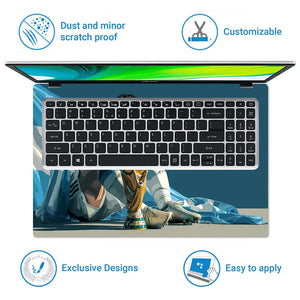 Emotional Soccer Legend With Trophy Laptop Skin - View 5