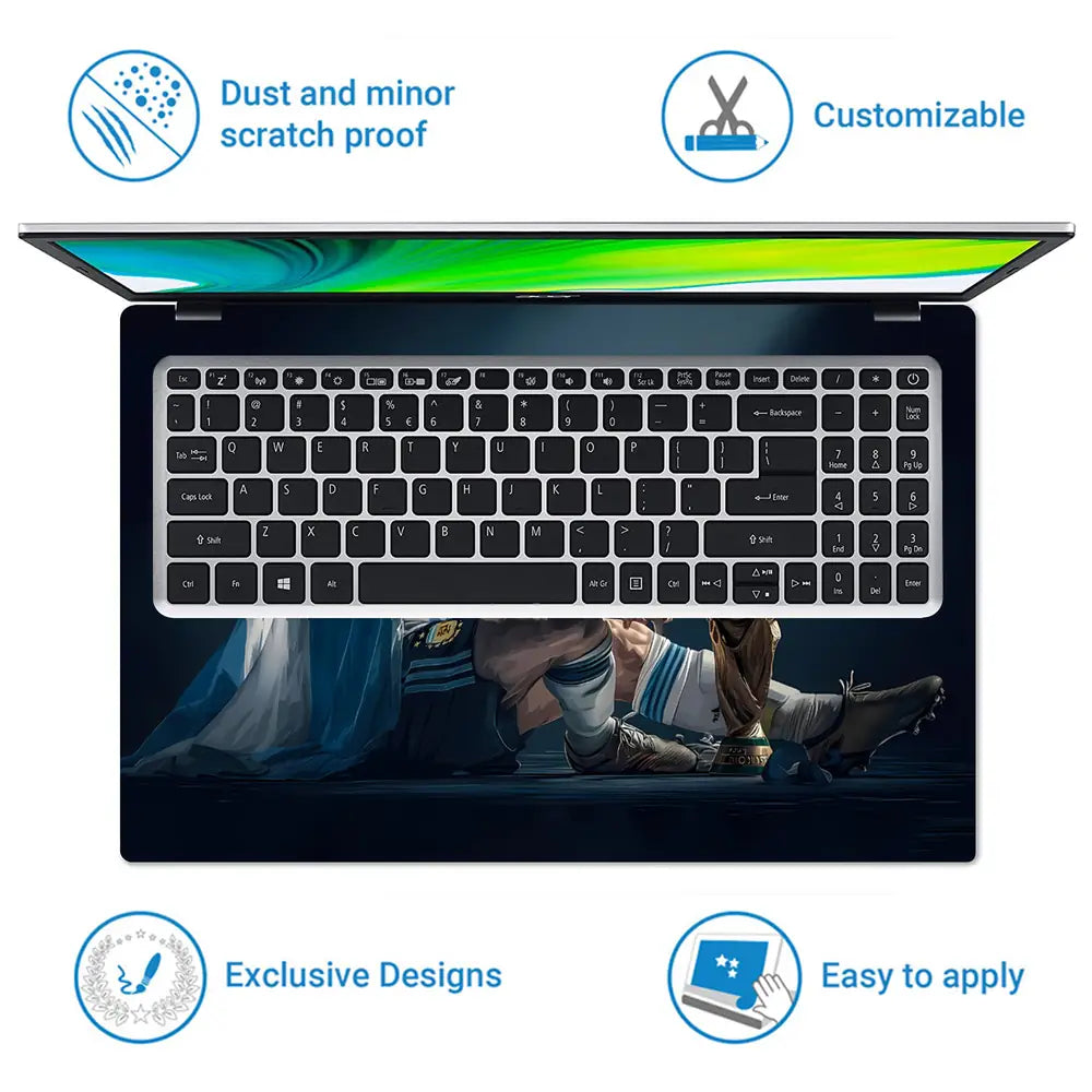 Emotional Soccer Star Reflecting On Victory Laptop Skin - View 5