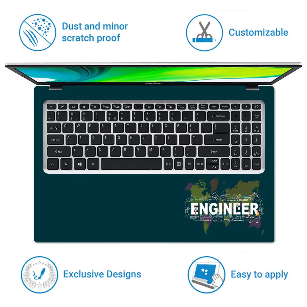 Engineer World Map Laptop Skin - View 5
