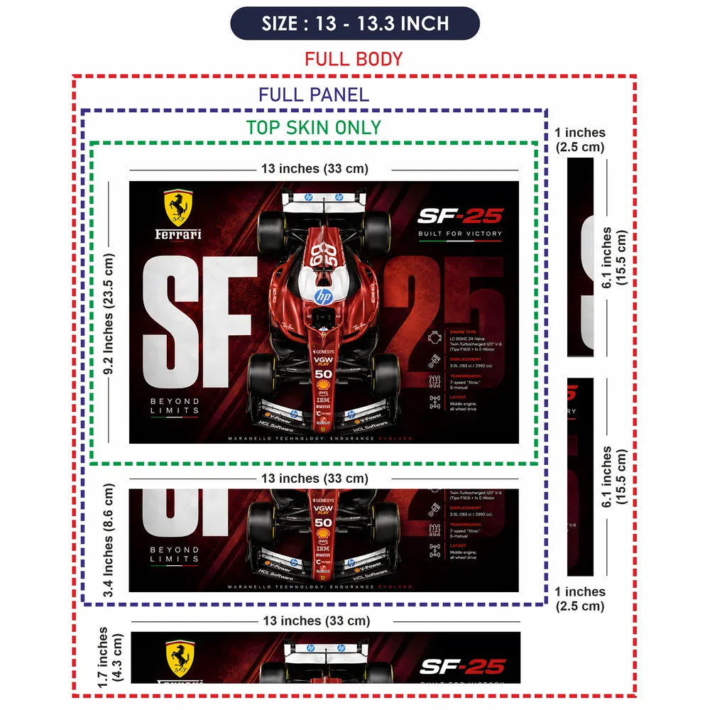 F1 Ferrari SF25 Top View Laptop Skin - View 6