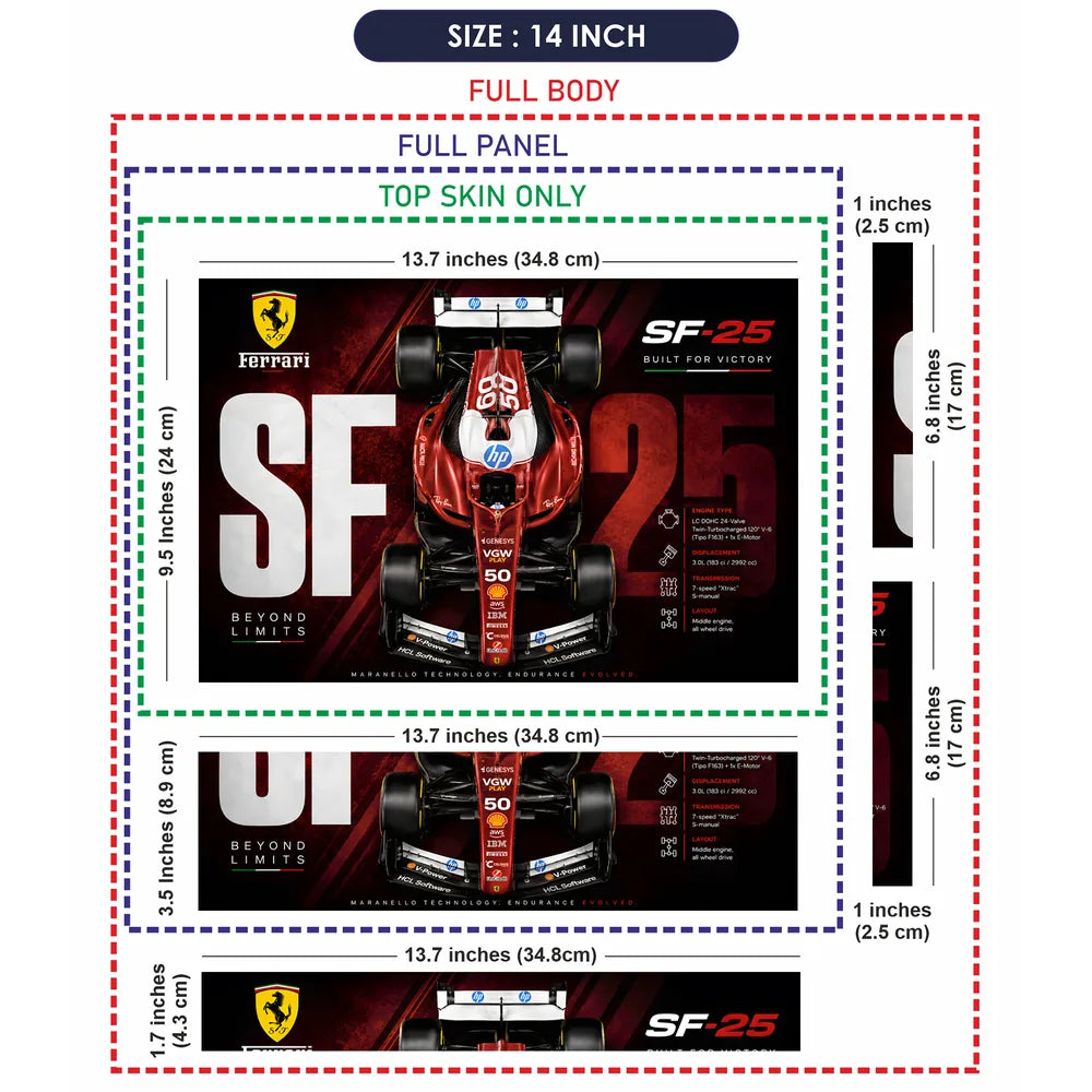 F1 Ferrari SF25 Top View Laptop Skin - View 7