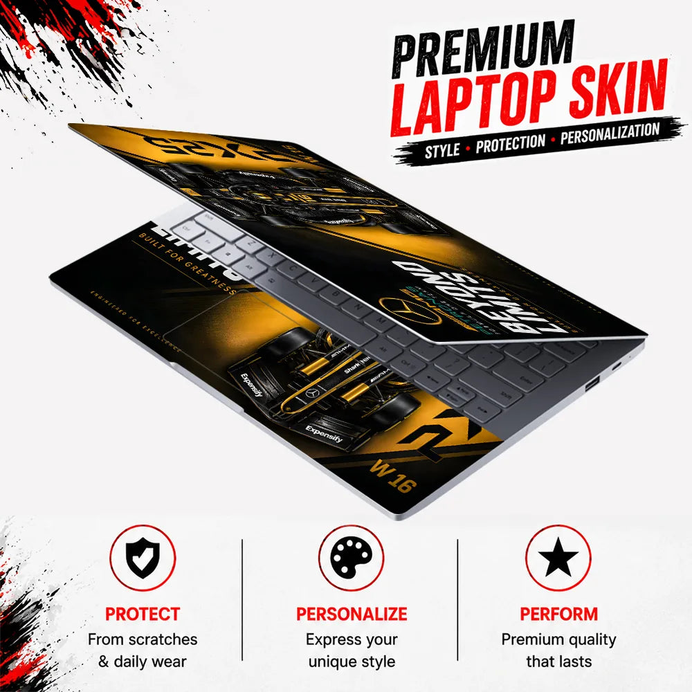 F1 Mercedes Gold Black W16 Laptop Skin - View 3