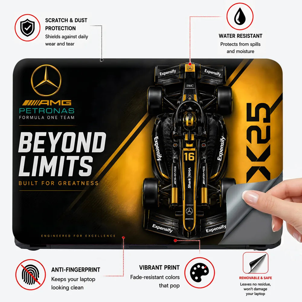 F1 Mercedes Gold Black W16 Laptop Skin - View 4