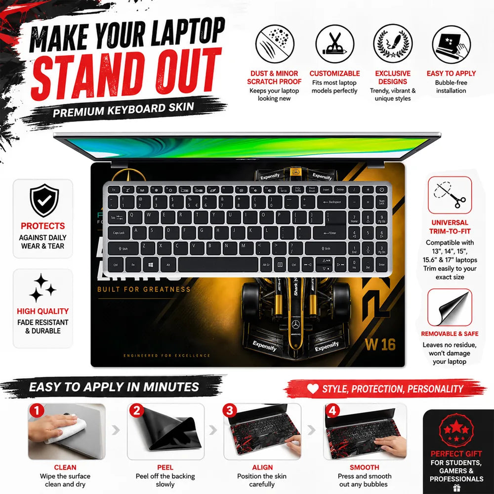 F1 Mercedes Gold Black W16 Laptop Skin - View 5