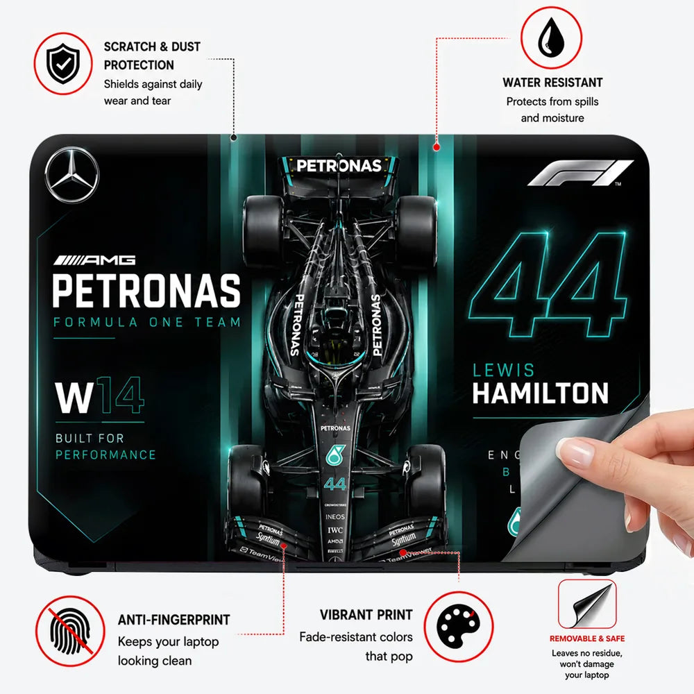 F1 Mercedes Petronas Hamilton 44 Laptop Skin - View 4
