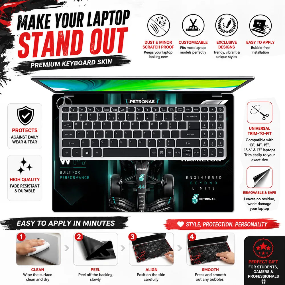 F1 Mercedes Petronas Hamilton 44 Laptop Skin - View 5
