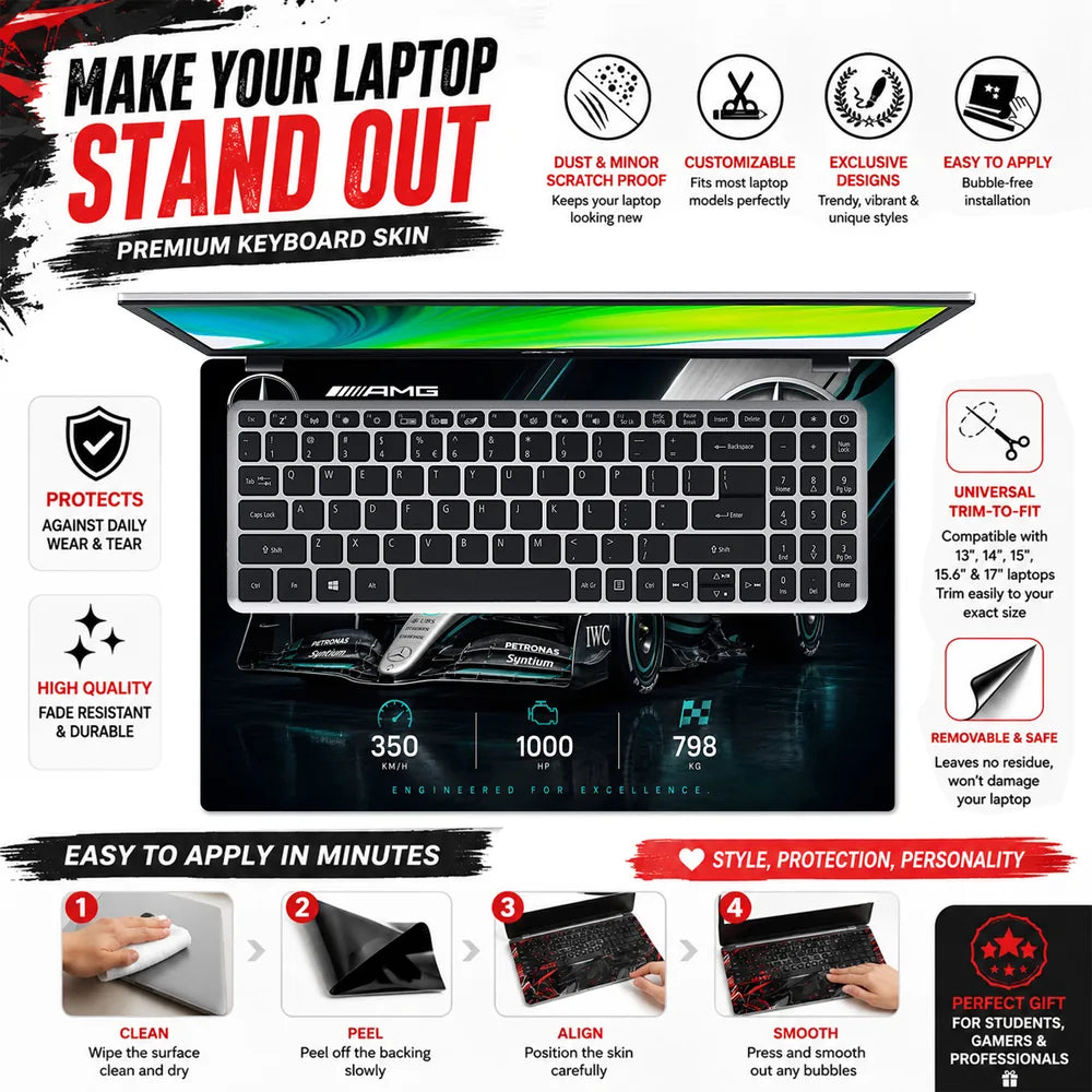 F1 Mercedes W16 Stats Podium Laptop Skin - View 5