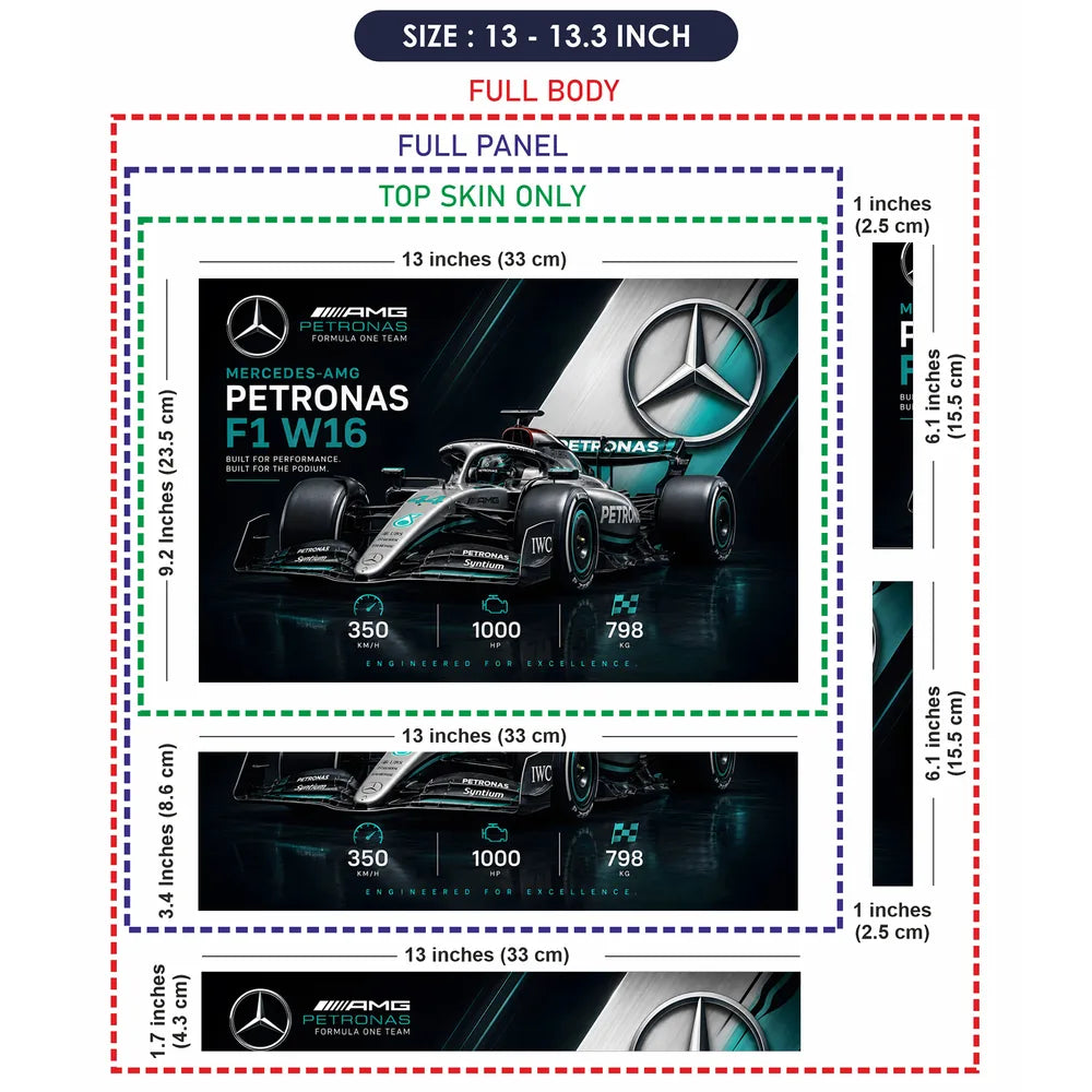 F1 Mercedes W16 Stats Podium Laptop Skin - View 6