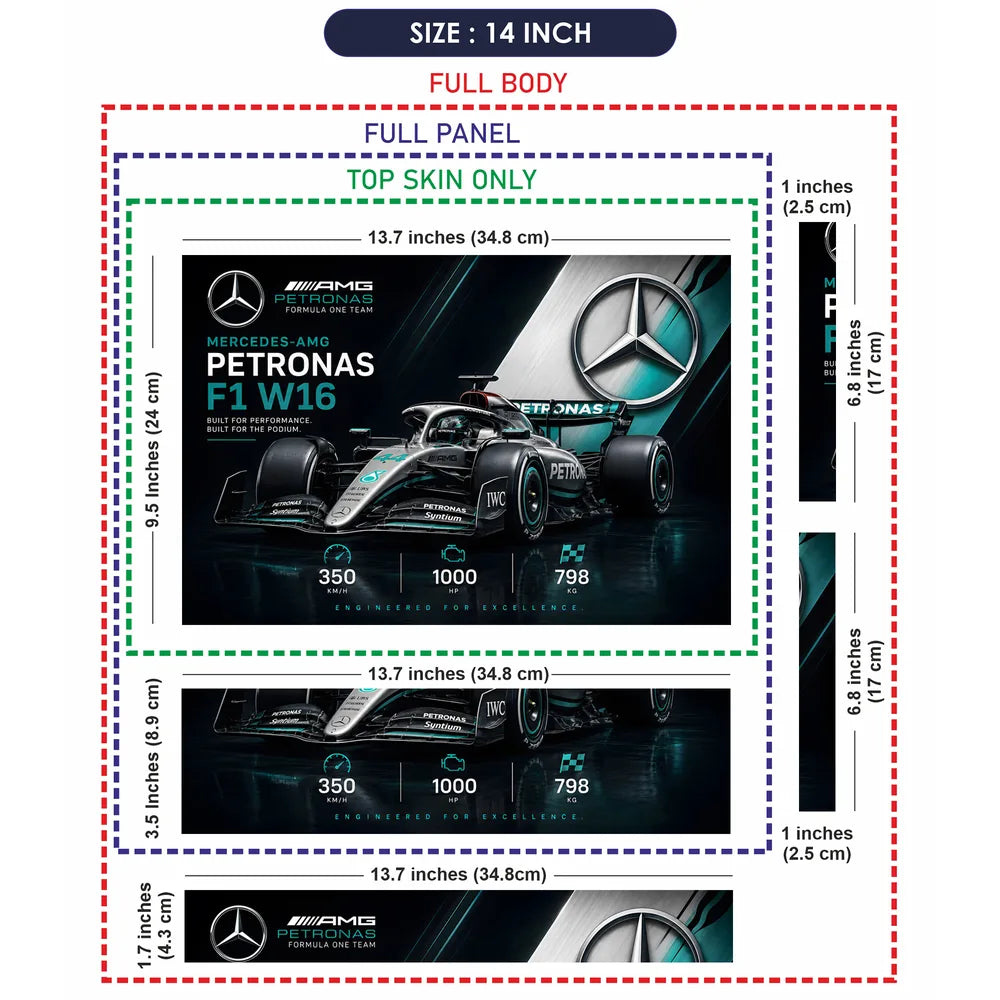 F1 Mercedes W16 Stats Podium Laptop Skin - View 7
