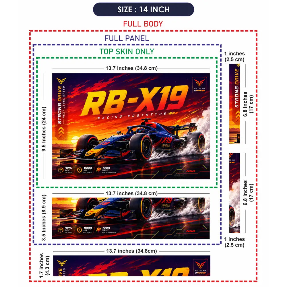 F1 RBX19 Racing Prototype Sunset Laptop Skin - View 7