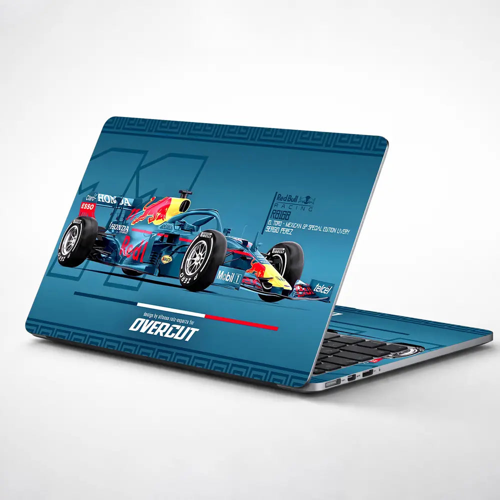 F1 Red Bull Neon Style Race Car Laptop Skin - View 1