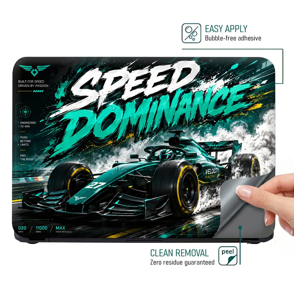 F1 Speed Dominance Velocity Racing Laptop Skin - View 4