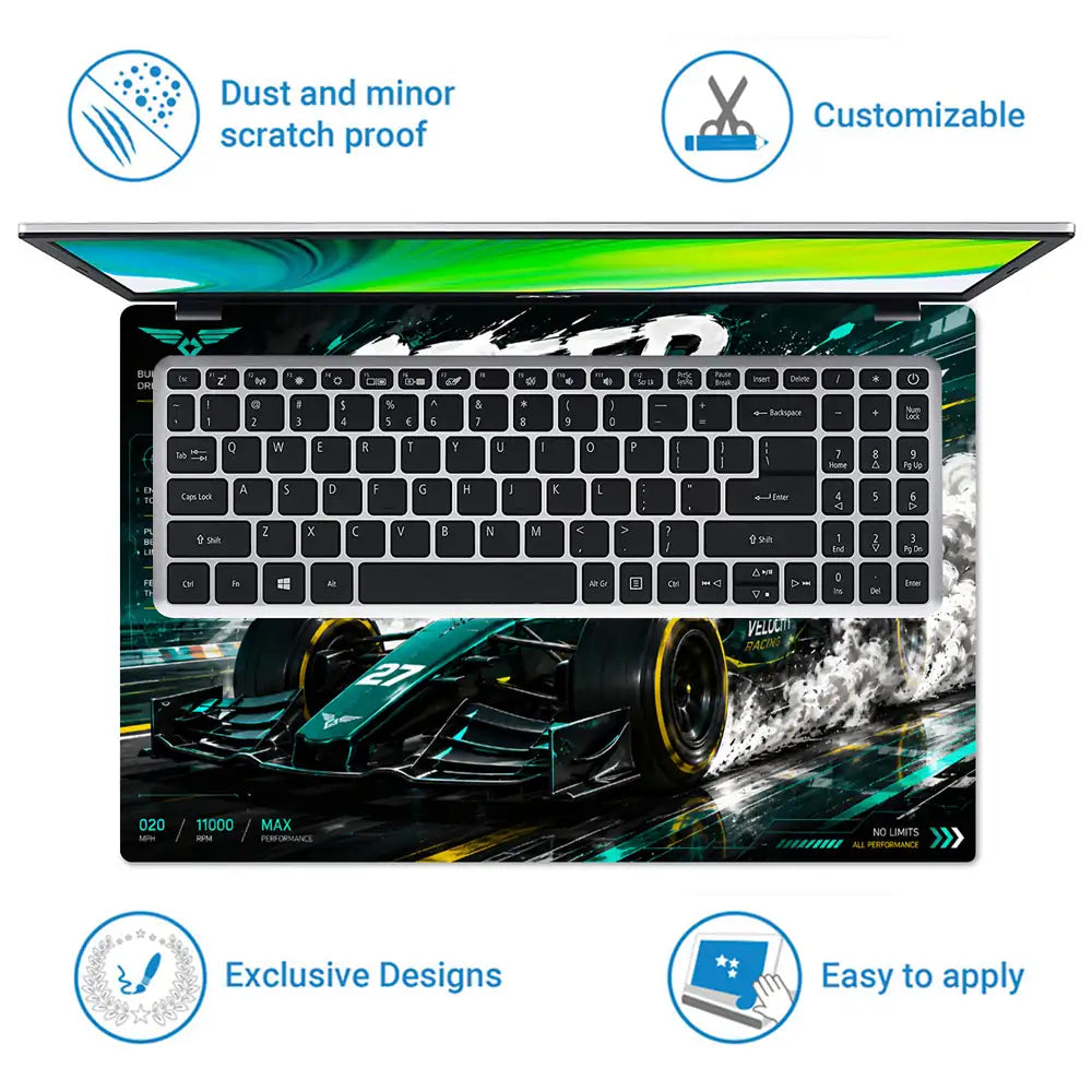 F1 Speed Dominance Velocity Racing Laptop Skin - View 5