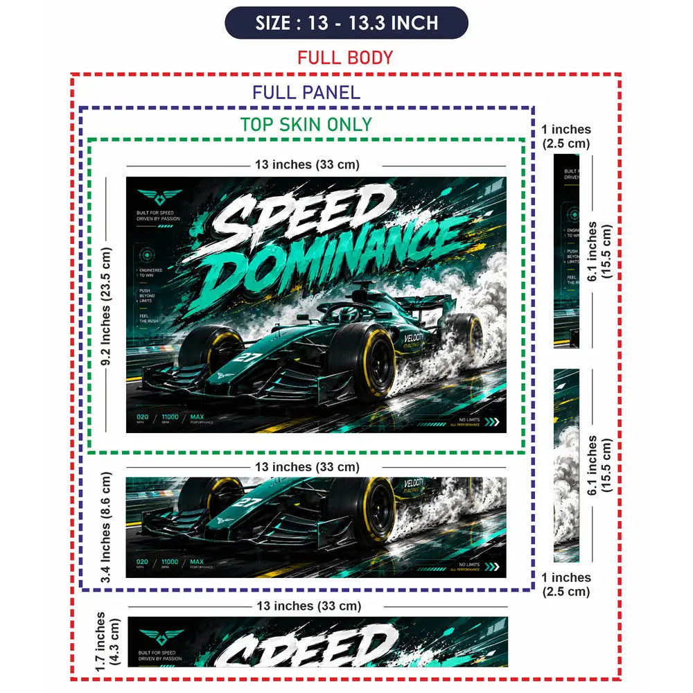 F1 Speed Dominance Velocity Racing Laptop Skin - View 6