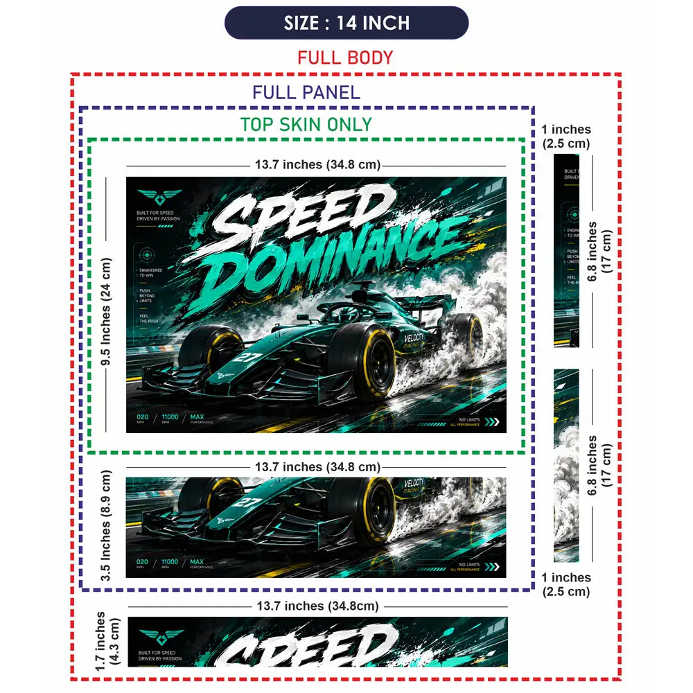 F1 Speed Dominance Velocity Racing Laptop Skin - View 7