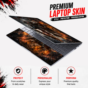 Fantasy Apocalypse Horseman Flaming Sword Laptop Skin - View 3