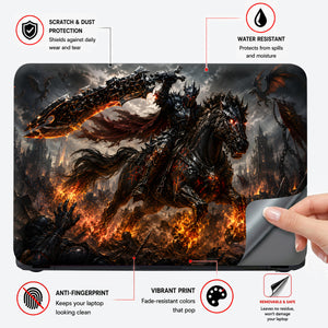 Fantasy Apocalypse Horseman Flaming Sword Laptop Skin - View 4