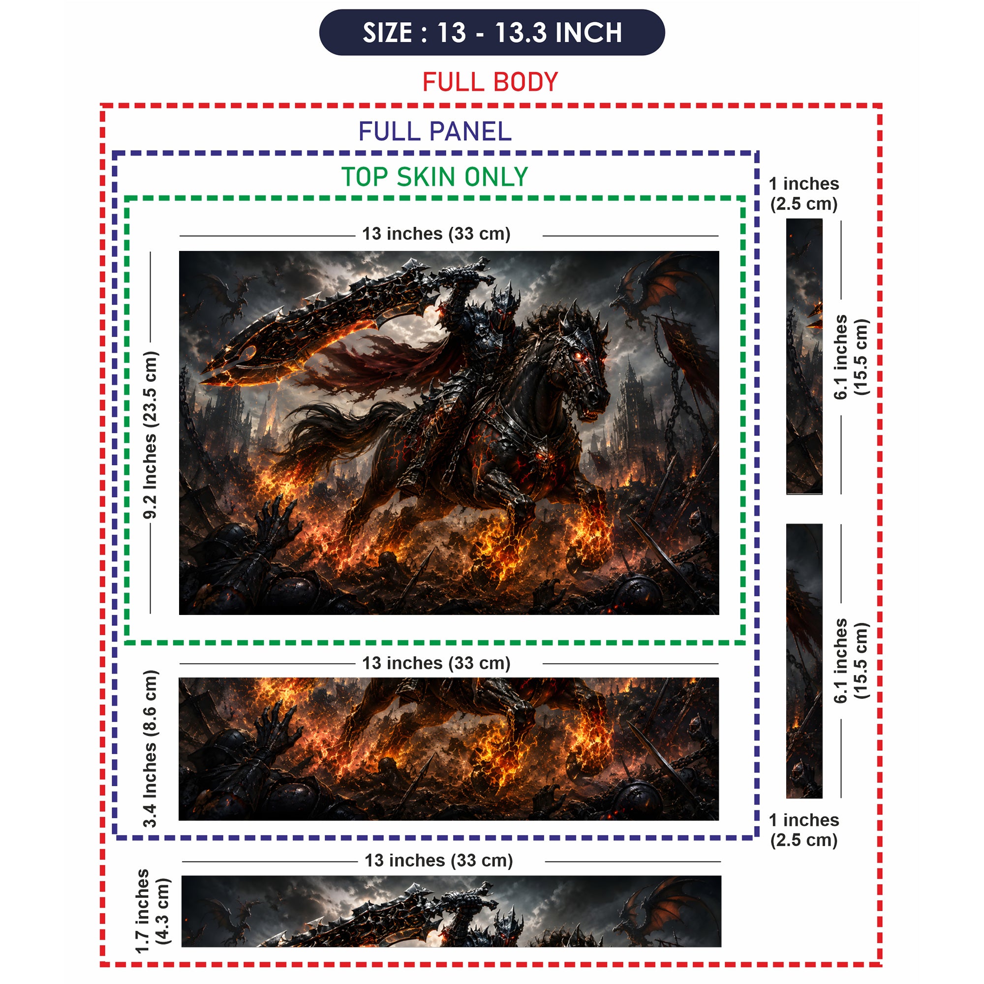 Fantasy Apocalypse Horseman Flaming Sword Laptop Skin - View 6