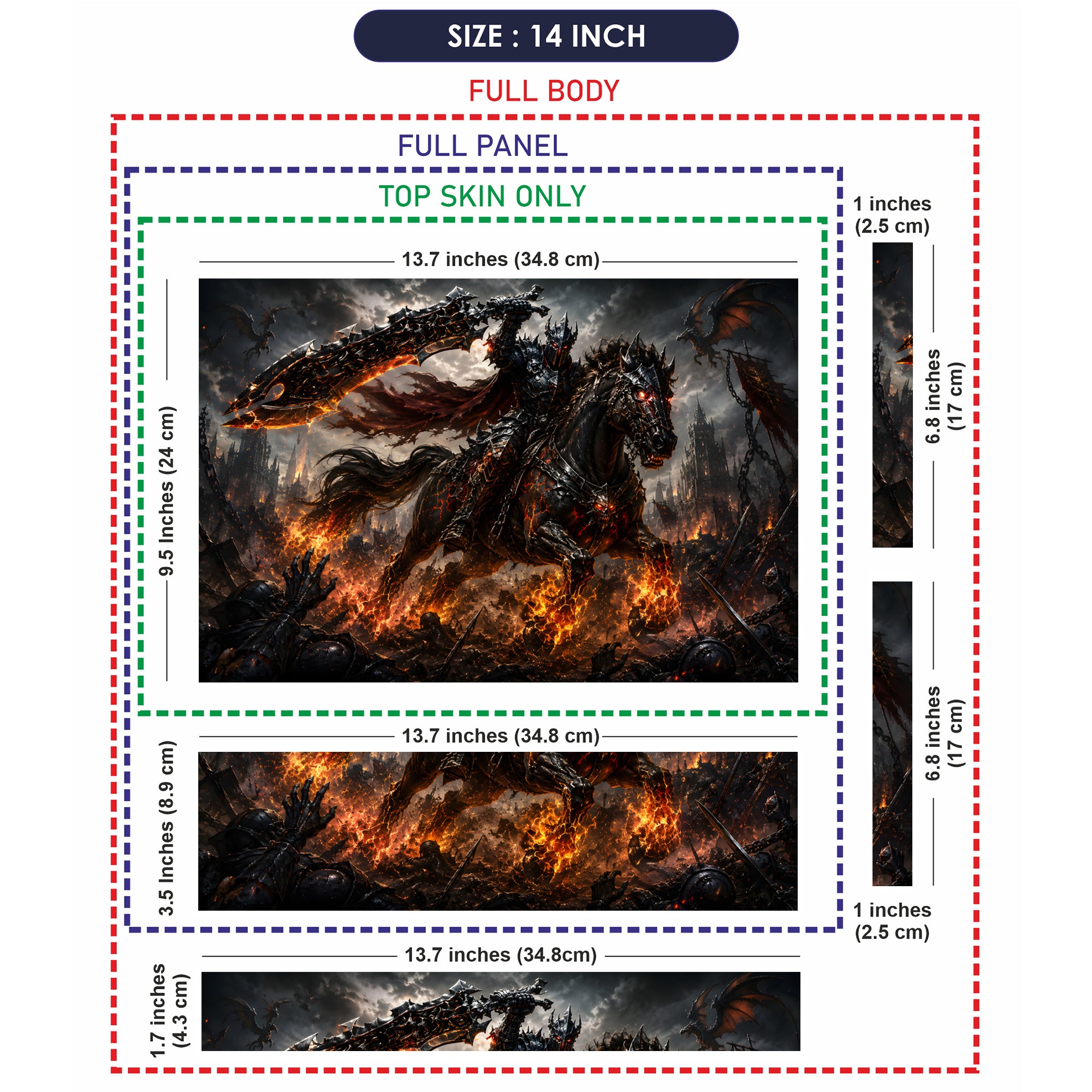 Fantasy Apocalypse Horseman Flaming Sword Laptop Skin - View 7