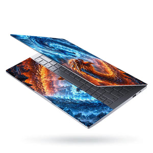 Fantasy Dragons Fire Ice Duel Laptop Skin - View 3