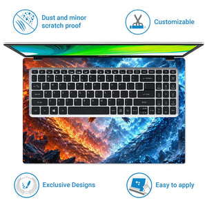 Fantasy Dragons Fire Ice Duel Laptop Skin - View 5