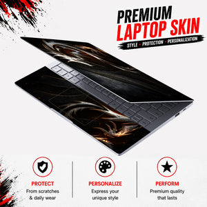 Fantasy Dragons Metallic Steel Dragon on Industrial Mesh Laptop Skin - View 3