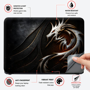 Fantasy Dragons Metallic Steel Dragon on Industrial Mesh Laptop Skin - View 4