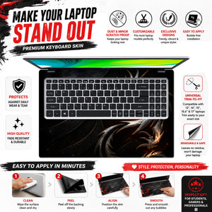 Fantasy Dragons Metallic Steel Dragon on Industrial Mesh Laptop Skin - View 5