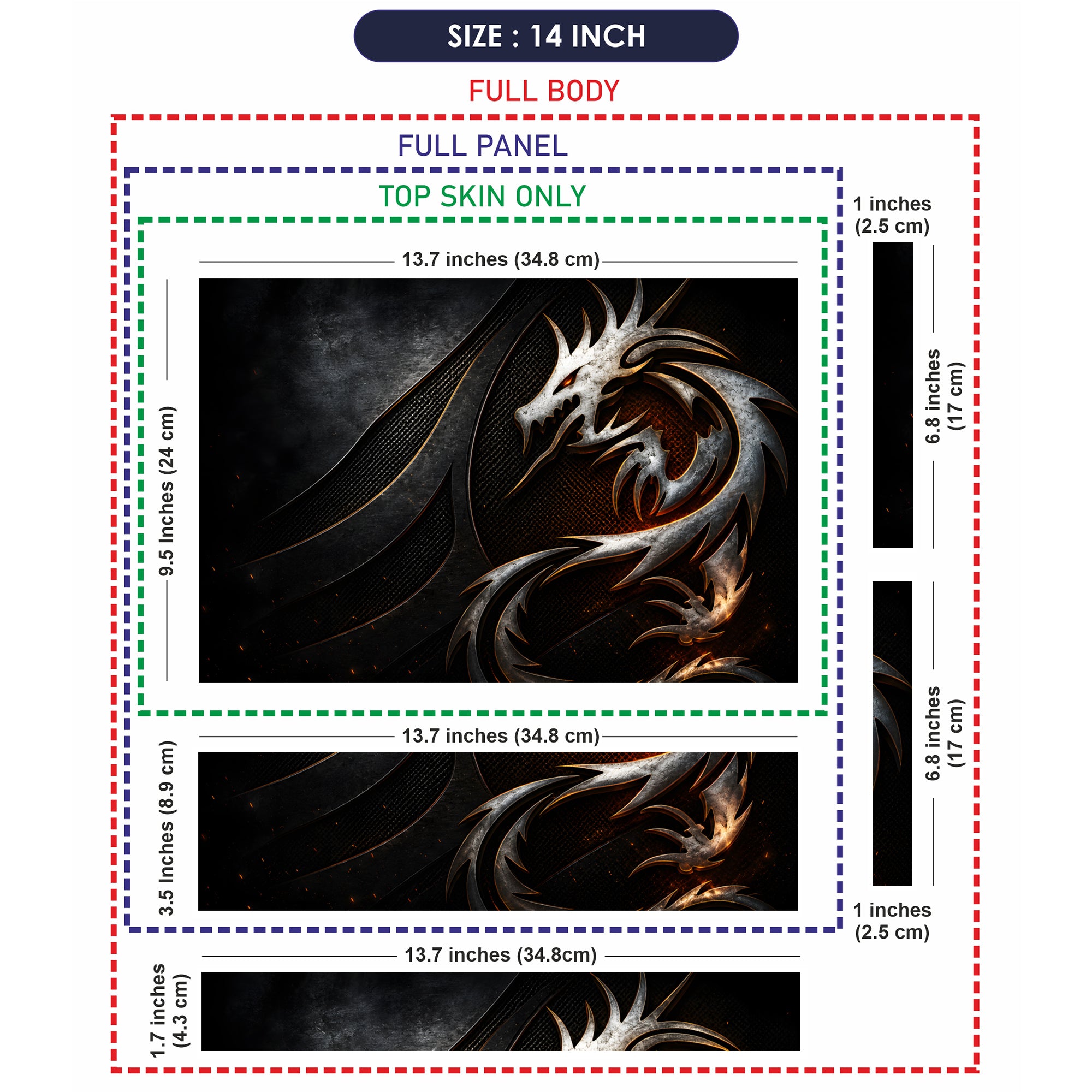 Fantasy Dragons Metallic Steel Dragon on Industrial Mesh Laptop Skin - View 7