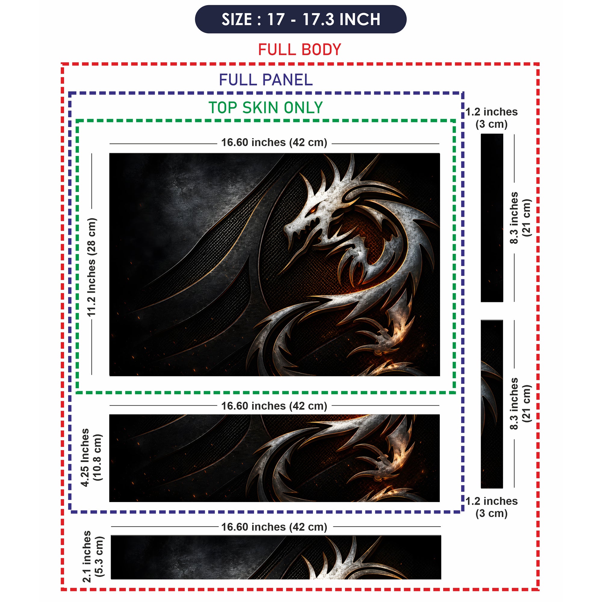 Fantasy Dragons Metallic Steel Dragon on Industrial Mesh Laptop Skin - View 9