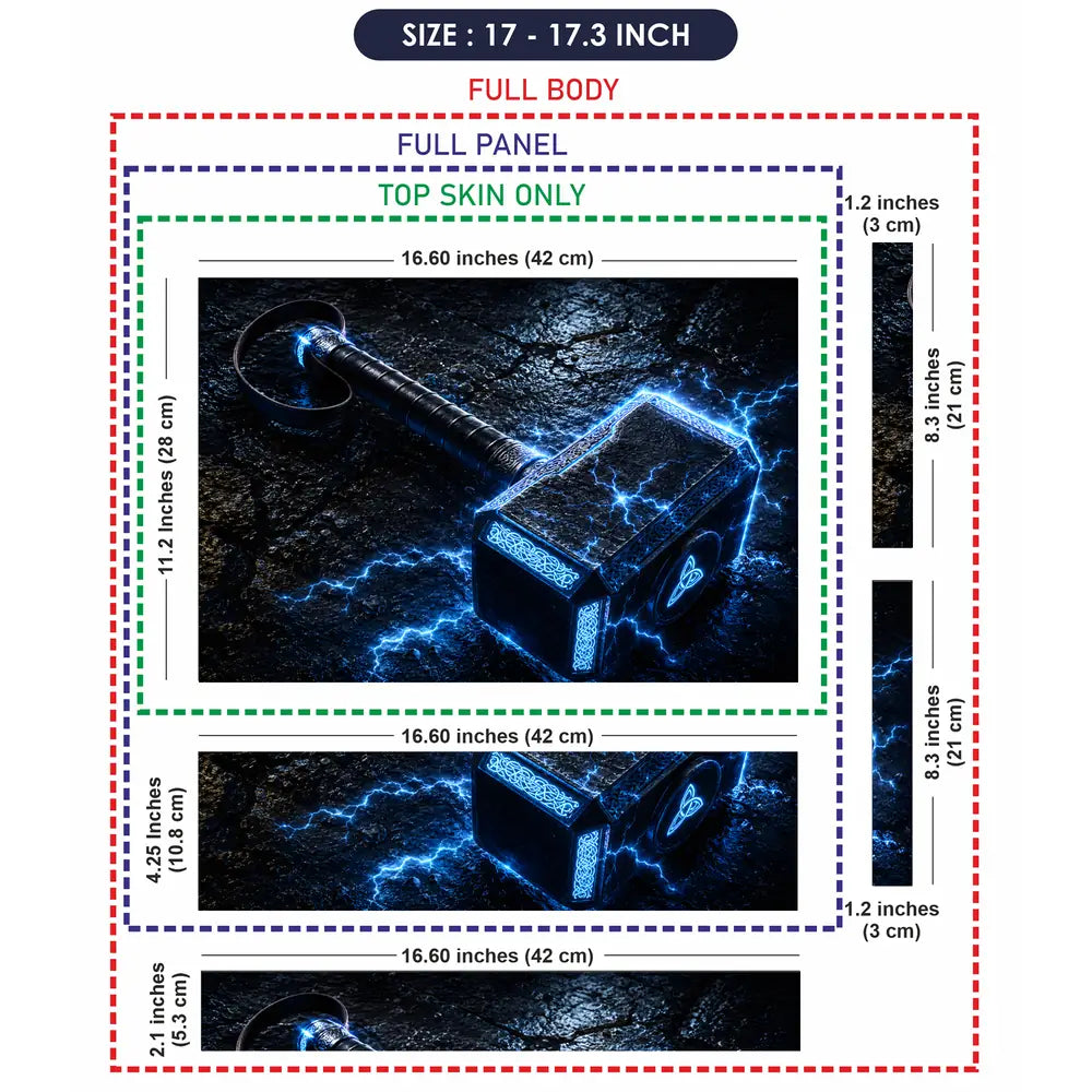 Fantasy Mjolnir Thor Hammer Blue Lightning Laptop Skin - View 9