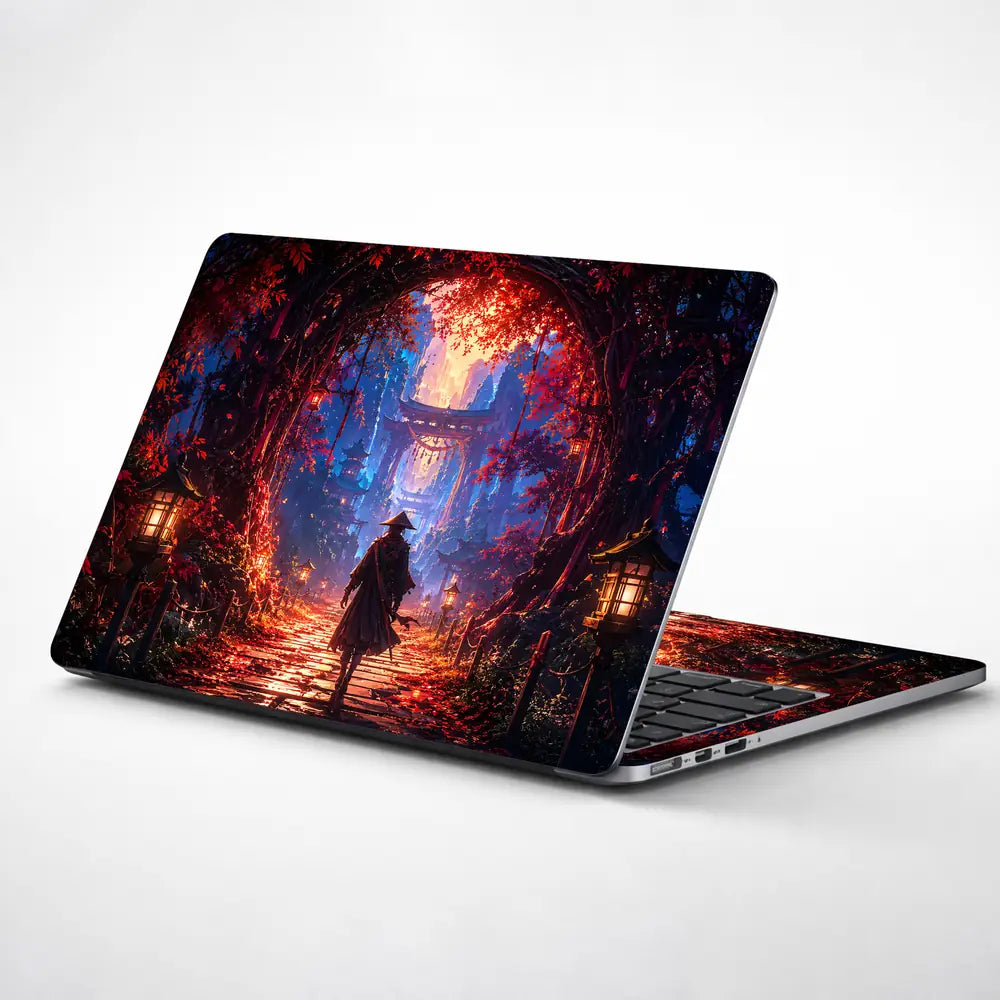 Fantasy Samurai Red Forest Laptop Skin - View 1