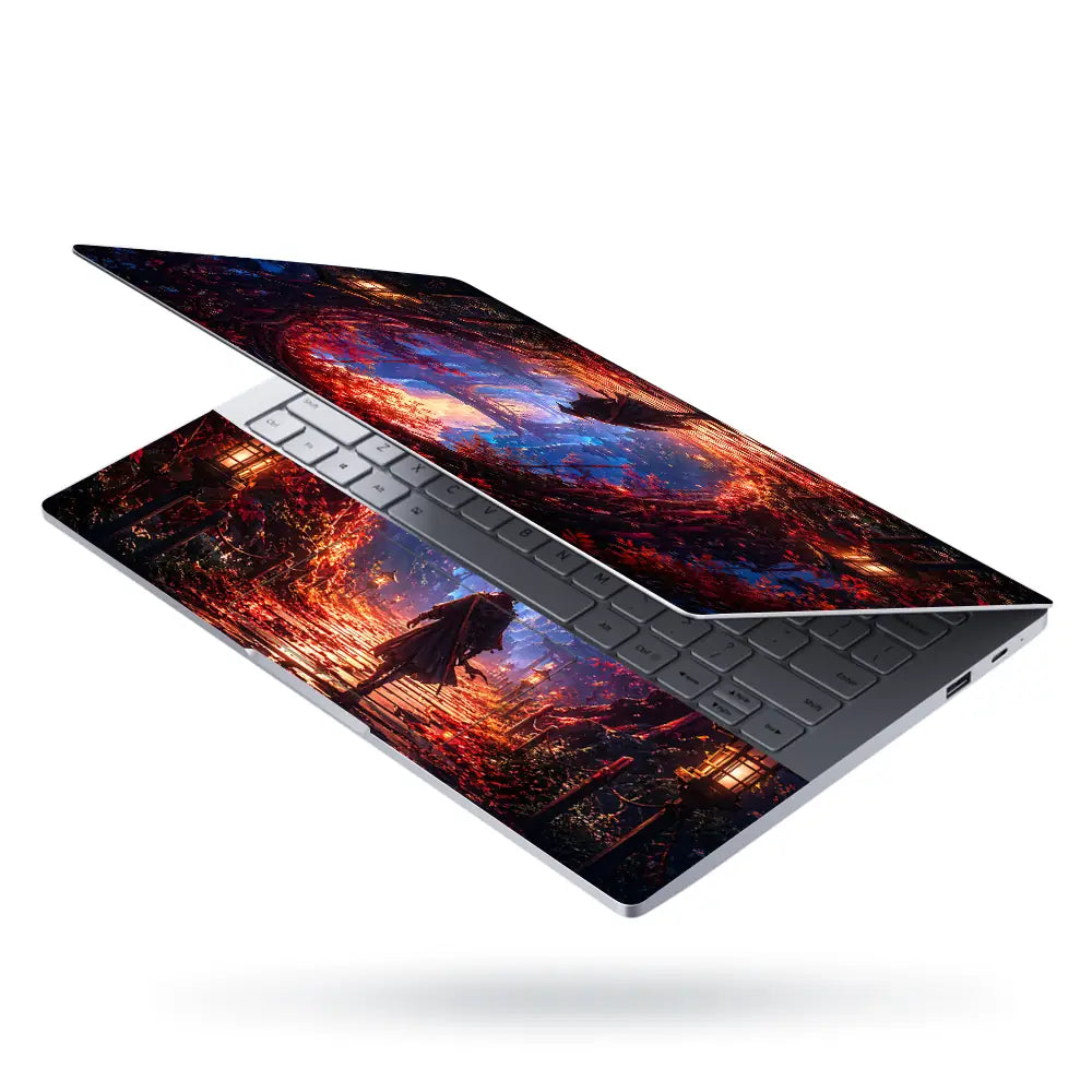 Fantasy Samurai Red Forest Laptop Skin - View 3